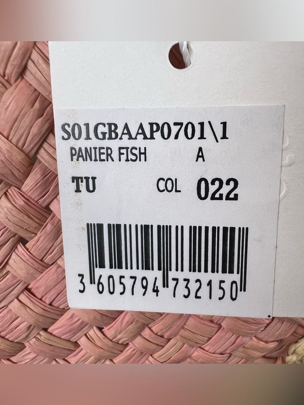 Bonpoint Girls Raffia Straw Woven Fish Bag, Pink - Picture 4 of 11